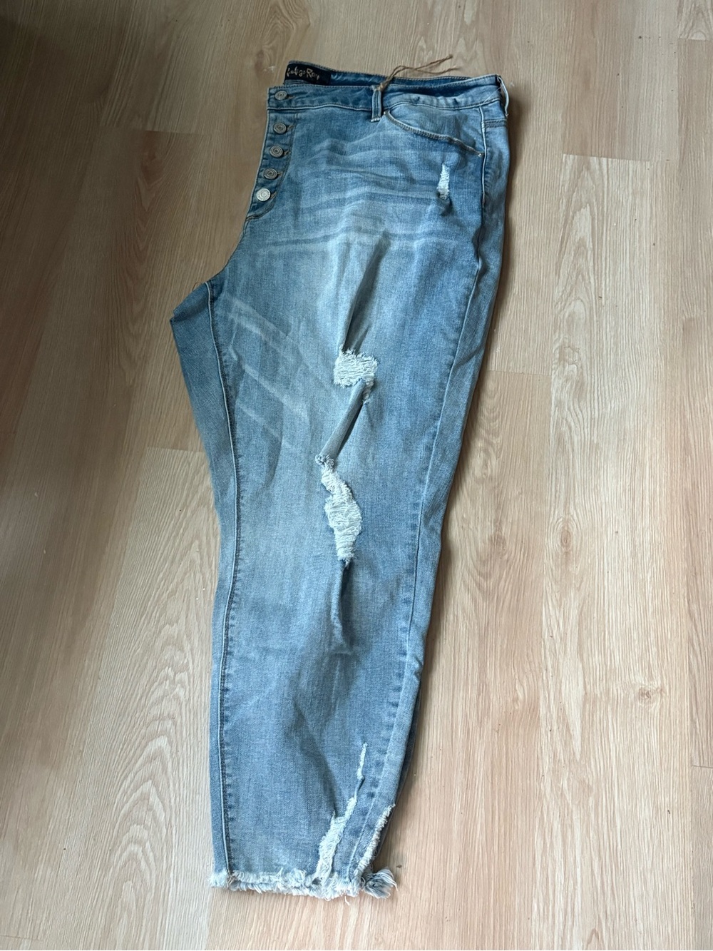 Indigo Rein Light Blue Distressed ankle Jeans